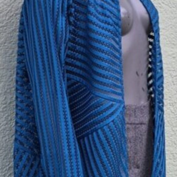 Chico's Travelers Collection Ladies Stylish See-Tru Blue Travelers Coat/Cardigan - Picture 9 of 17